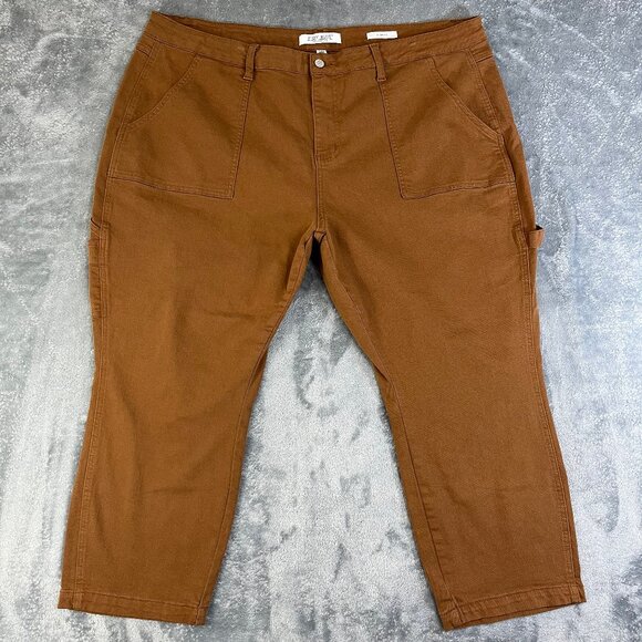 Judy Blue Carpenter Jeans Women's 24W Slim Fit Brown Stretch Utility Workwear - Picture 1 of 16